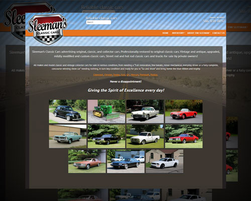 Sleeman's Classic Cars website